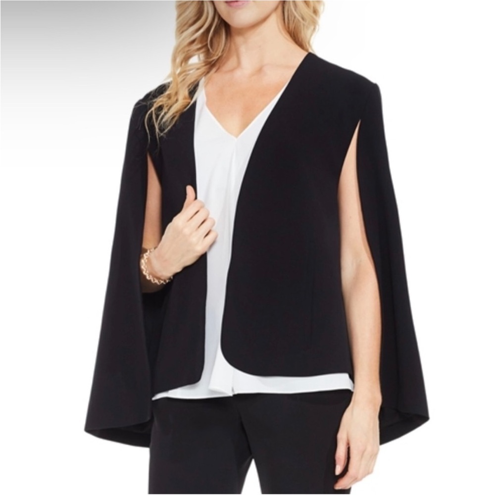 Vince Camuto Milano Twill Cape Jacket Size 12/14* Black Blazer Suit Coat New NWT